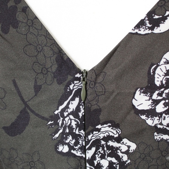 Dark Olive Green Floral Print Skort Romper - Picture 9 of 11